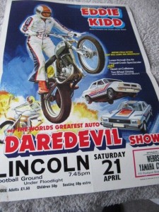 Eddie Kidd signed dare devils show event poster, early eighties, Lincoln City FC for sale on Ebay