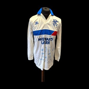 Vintage Men's UMBRO Glasgow Rangers SIGNED 1984/87 Away Shirt Size 42/44