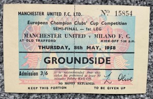 RARE Unused Ticket - Manchester United v A C Milan (European Cup Semi) 1957/58 for sale on Ebay