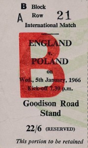 TICKET: England v Poland (Friendly @ Everton) 1966 for sale on Ebay