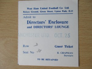 West Ham v Manchester United 1975 Div One Directors ticket season 1975/76 vgc for sale on Ebay