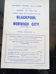 1961/2 Blackpool v Norwich City. LC Semi Final . Single Sheet.  Rare Issue for sale on Ebay