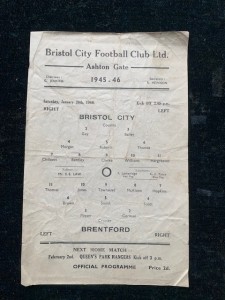 BRISTOL CITY v BRENTFORD PROGRAMME Jan 6th 1946 for sale on Ebay