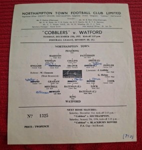 Northampton Town v Watford programme.  27/12/1955 for sale on Ebay