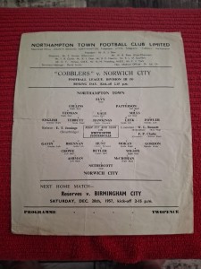 Northampton Town v Norwich City programme.  26/12/1957 for sale on Ebay