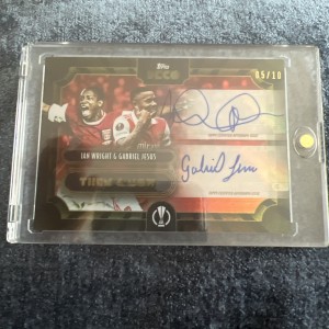 TOPPS DECO UCC 2022 IAN WRIGHT / GABRIEL JESUS ARSENAL DUAL AUTO 5/10 RARE for sale on Ebay