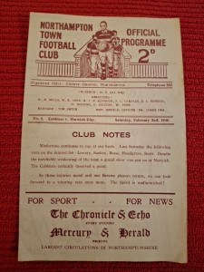 Northampton Town v Norwich City programme.  2/2/1946 for sale on Ebay