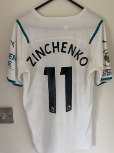 Zinchenko Manchester City 21/22 shirt Match Worn unwashed away Vs Aston Villa for sale on Ebay