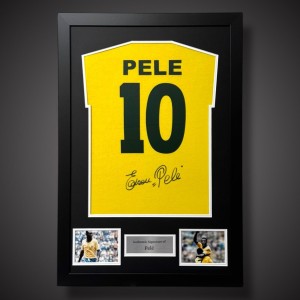 Pele Hand Signed And Framed Name & Number Brazil Shirt Great With COA BidFr £300 for sale on Ebay