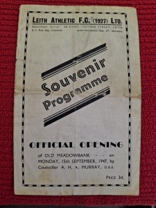 Leith Athletic v Rangers friendly programme.  15/9/1947 for sale on Ebay