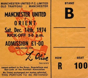 TICKET: Manchester United v Orient 1974/1975 - RARE 2nd division stub for sale on Ebay