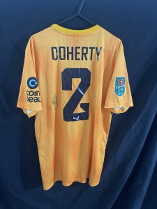 Wolves 2019 20 Adidas Authentic Home Shirt #2 DOHERTY Signed Size L for sale on Ebay