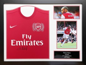 FRAMED THIERRY HENRY SIGNED ORIGINAL ARSENAL 2011/12 FOOTBALL SHIRT + PROOF COA for sale on Ebay