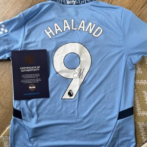 Erling Haaland #9 Hand Signed Manchester City Football Shirt with Club COA 9007 for sale on Ebay