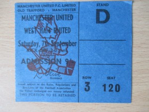 Manchester United v West Ham 1968 Division One used ticket stub 1968/69 exc cond for sale on Ebay