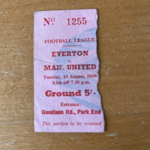  TICKET 1969/70 Everton v MANCHESTER MAN UTD UNITED  for sale on Ebay