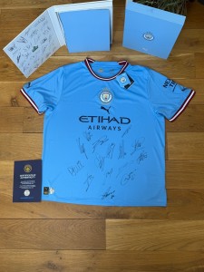 Manchester City Squad Signed Treble Winners 2022/23 Shirt with OFFICIAL CLUB COA for sale on Ebay
