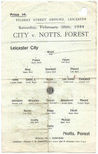 Leicester City v Nottingham Forest 1943/44 programme for sale on Ebay