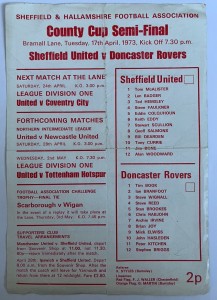 Sheffield United v Doncaster Rovers County Cup Semi-Final 17th April 1973 for sale on Ebay