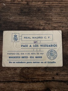 TICKET Real Madrid  v Manchester United 1957 European Cup Semi Match day Staff for sale on Ebay