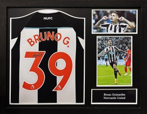 FRAMED BRUNO GUIMARAES SIGNED NEWCASTLE UNITED 21/22 FOOTBALL SHIRT PROOF & COA for sale on Ebay