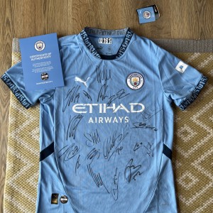 Manchester City 2024/25 Squad Signed home Shirt club COA 7591 18 signatures for sale on Ebay