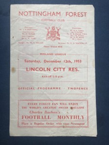 Nottingham Forest vs Lincoln City Reserves programme Midland League 12 Dec 1953 for sale on Ebay