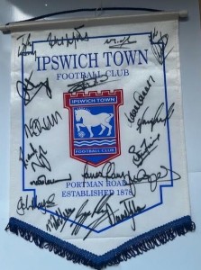 IPSWICH TOWN FC PENNANT (15 INCH X 11 INCH)  AUTOGRAPHED- 18 SIGNATURES for sale on Ebay