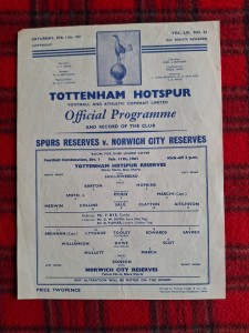 TOTTENHAM RESERVES V NORWICH RESERVES 1960-61 DOUBLE SEASON for sale on Ebay