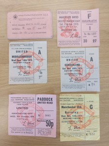 6 OFF MANCHESTER UNITED SECOND DIVISION TICKET STUBS 1974/75 for sale on Ebay