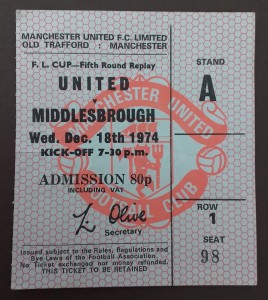 Manchester United v Middlesbrough League Cup 5th Round Replay 1974/5 for sale on Ebay