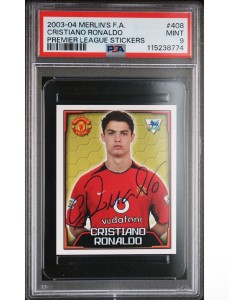 Merlin Sticker 2003 / 2004 04 Cristiano Ronaldo No. 408 Manchester United  PSA 9 for sale on Ebay