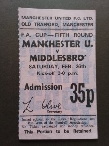 Manchester United v Middlesbrough FA Cup 5th Round Replay 1971/2 for sale on Ebay