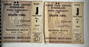 Pair Of 1966 World Cup Roker Park Football Tickets for sale on Ebay