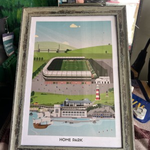 home stadium of Plymouth Argyle Football Club. The illustration for sale on Ebay