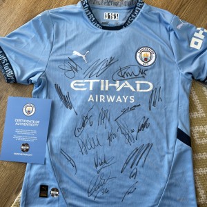 Manchester City 2024/25 Squad Signed home Shirt club COA 07525 17 signatures for sale on Ebay