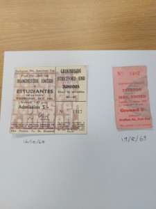 TICKET STUB EVERTON v MANCHESTER UNITED 1969 for sale on Ebay