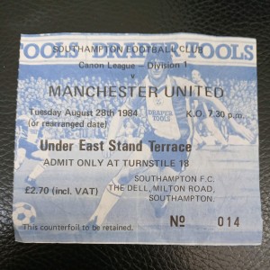 ***RARE***TICKET 1984/85  Southampton v Manchester United League  for sale on Ebay