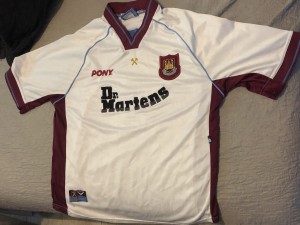 West Ham United 1998 - 1999 RARE vintage PONY white away shirt size L for sale on Ebay