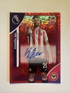 Topps Premier League 2026 Kristoffer Ajer Red Sparkle Auto /5 Brentford for sale on Ebay