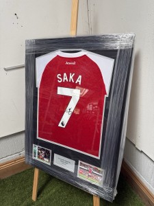 Bukayo Saka Hand Signed And Framed Arsenal Football Shirt With COA for sale on Ebay