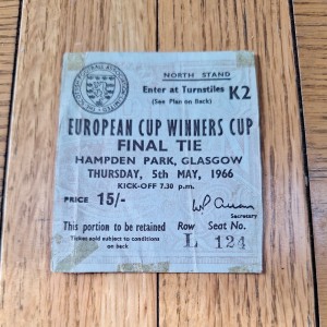 Liverpool v Borussia Dortmund 1966 Cup Winners Cup Final ticket stub  for sale on Ebay