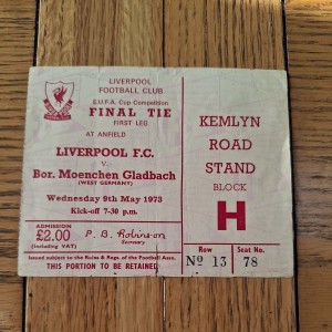 Liverpool v Borussia Monchengladbach 1973 U.E.F.A Cup Final ticket stub  for sale on Ebay