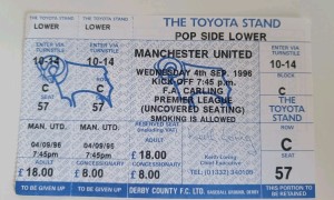 TICKET COLLECTORS: DERBY COUNTY - MANCHESTER UNITED 1996 for sale on Ebay