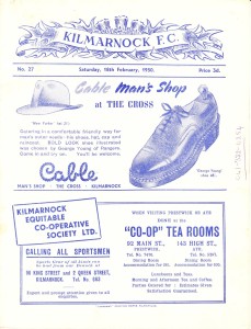 KILMARNOCK v Stenhousemuir, 18th February 1950, Scottish League Division B for sale on Ebay