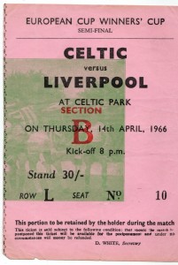 Celtic V Liverpool.  European Cup Winners Cup. 14th April, 1966. for sale on Ebay