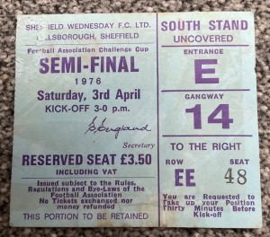 Ticket - Manchester United v Derby County (FA Cup Semi) 1975/76 (South Stand)  for sale on Ebay