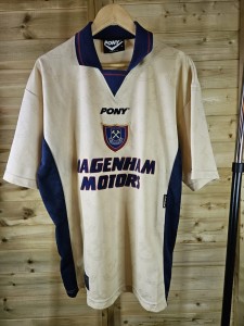 Rare Original West Ham United ECRU 1996/1997 Third Shirt LARGE PONY VGC for sale on Ebay
