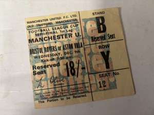1970/71 MANCHESTER UNITED MAN UTD V ASTON VILLA LEAGUE CUP SEMI TICKET STUB for sale on Ebay