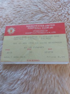 MANCHESTER UNITED v CRYSTAL PALACE FOOTBALL TICKET 3RD NOVEMBER 1990 for sale on Ebay